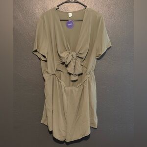 NWT Tie-Front Olive Green Romper